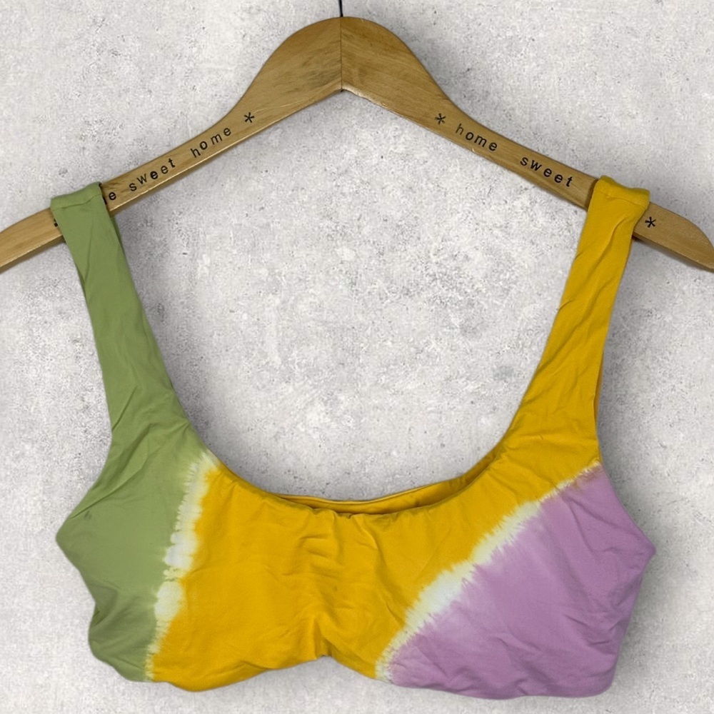 NEW Anthropologie L*Space Lizzie Tie‎ Dye Bikini Top Size XL Groovy Square Neck - Picture 5 of 10